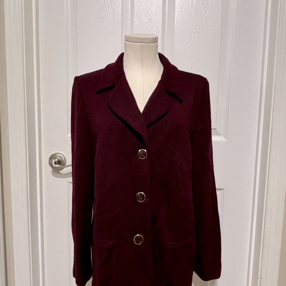 Luisa Spagnoli   3 Button Blazer  Pure Virgin Wool  / Size L / Maroon - Picture 1 of 13